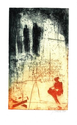 Eigener Raum, Aquatinta, Platte 28x16,5 cm, 2020